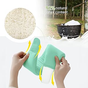 [Reidio] Natural Latex Neck Support Brace Soft Breathable Adjustable Cervical Collar with Extension Belt & Storage Bag Neck Stretcher for Neck Pain Relief & Support Head Down Prevention