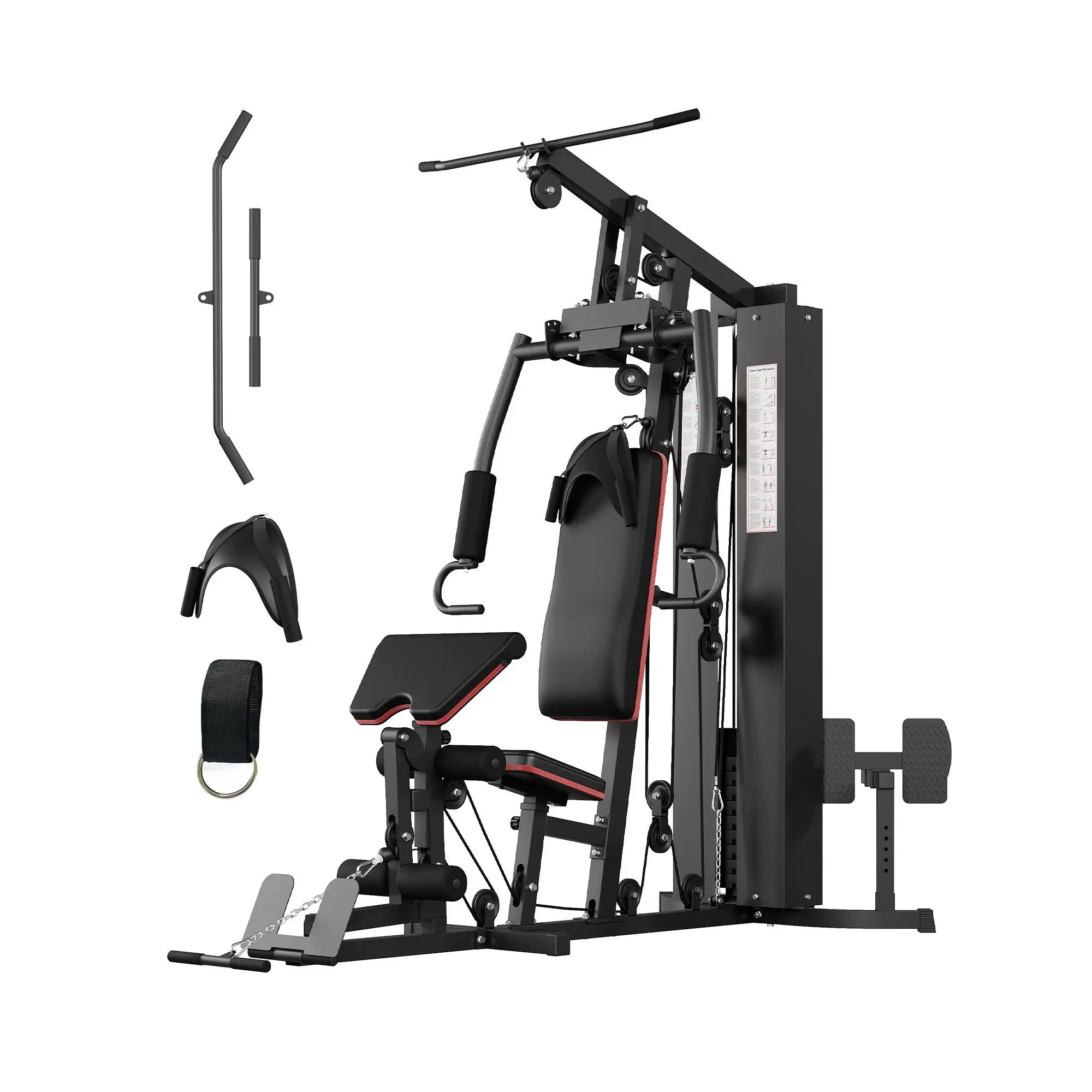 Multifunctional Home Gym Equipment, Full Body Strength Training - 150LB Weight Stack - High & Low Pulley System - Leg Press & Butterfly Arms - Chest, Back, Arms, Legs Workouts - for Home Fitness(4 Boxes)