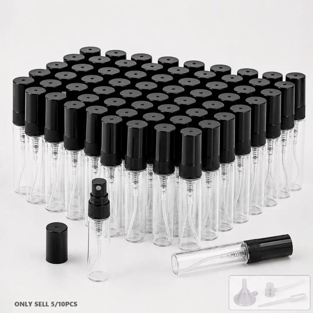 5/10Pcs 5ml Mini Size Spray Bottles Clear Glass Bottles Empty Fine Mist Atomizer Small Refillable for Cologne Perfume fragrances Liquid Sample Containers