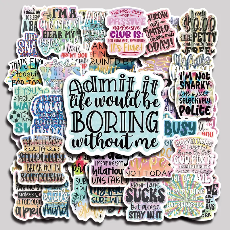50PCS Sarcastic Aesthetic Vinyl Stickers Pack for Laptop Water Bottle Phone Case Skateboard Journal Scrapbook DIY Decoration Decorative Sticker