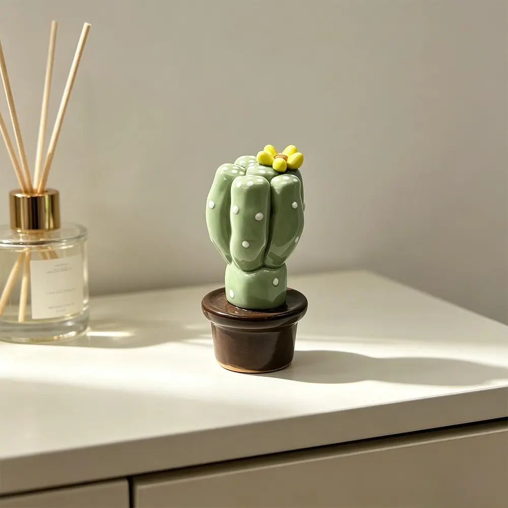 Handmade Ceramic Cactus Ornament, Mini Succulent Planter, Desktop Decor, Bedroom Office Coffee Shop Decoration, Trendy Gift
