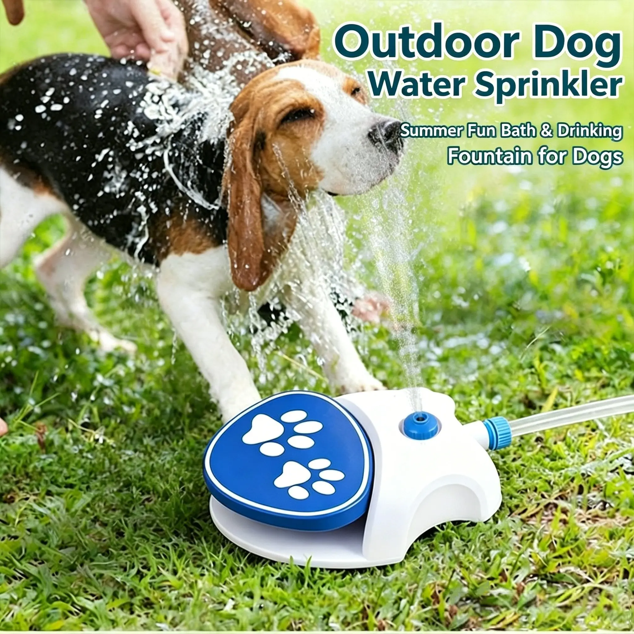 Outdoor Dog Water Fountain, Step Activated Sprinkler Toy for Dogs, Keep Your Pup Cool & Hydrated in Summer, Pat Water Fountain
