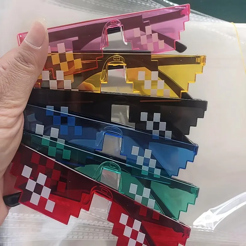 Pixel Glasses for Party Photos, 6 Pairs, Durable and Affordable, Perfect for Halloween and Birthdays, Enhance Group Fun Instantly!