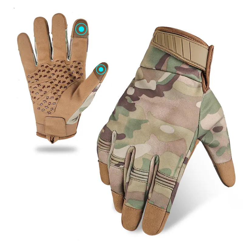 Outdoor multifunctional tactical gloves, touchscreen motorcycle riding gloves, warm, windproof, waterproof, camouflage sports training gloves