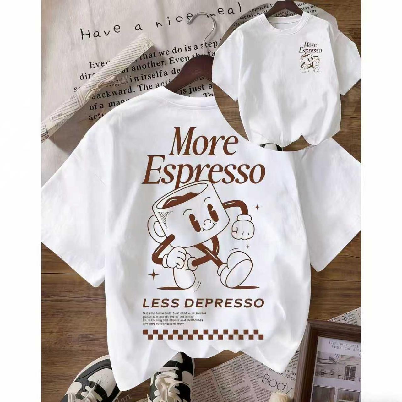 Vintage More Espresso Coffee Club Graphic Short Sleeve Round Neck Casual T-Shirt ,Unisex Graphic Casual Short Sleeve Crew Neck,Shirt for Men & Women, Gift for Her and Him Unisex T-shirt For Man And Woman, Tshirt, Streetwear Style, Retro Vintage Y2k