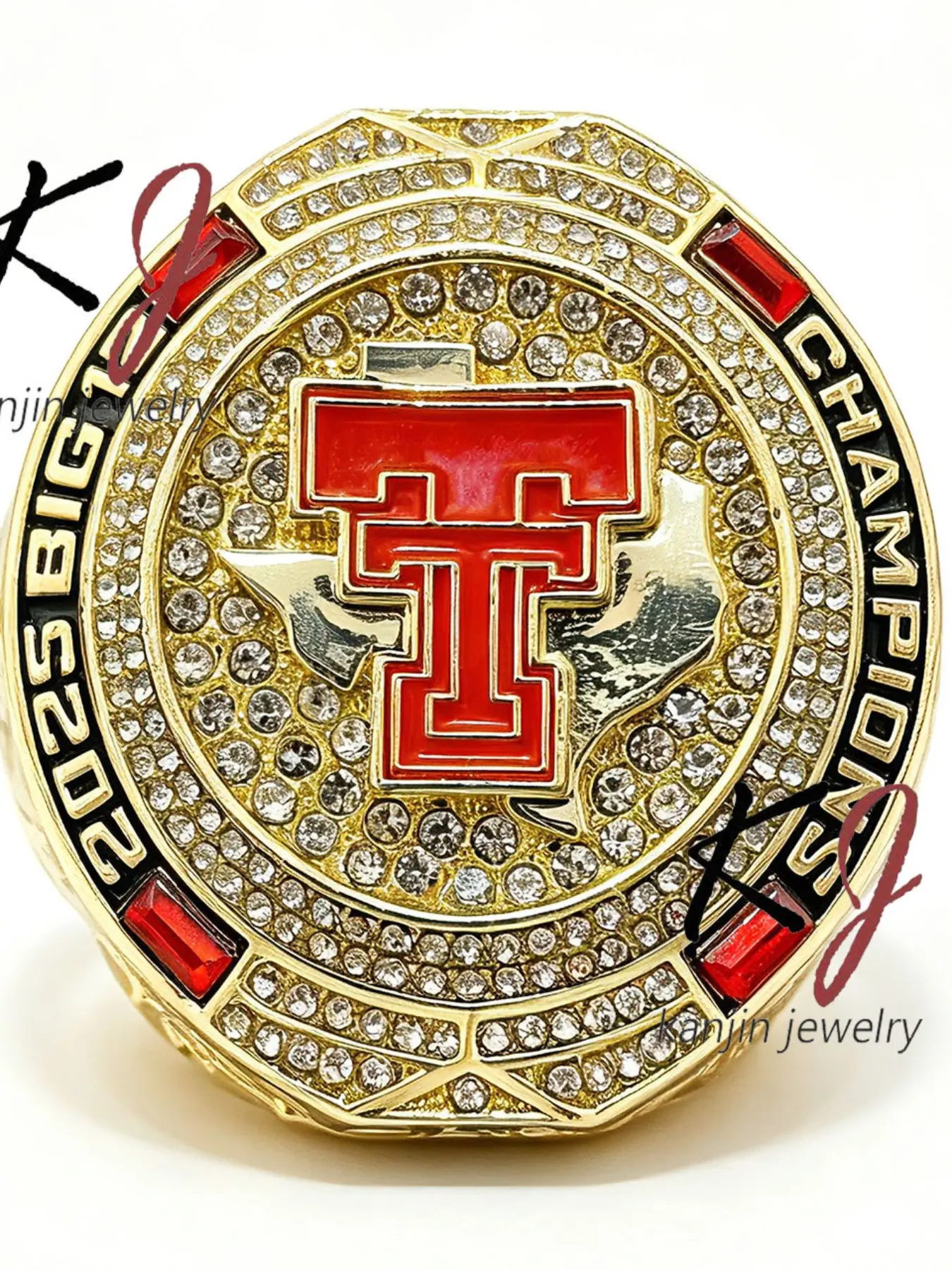 2026 Texas Tech Champion Ring, Raider Football Championship Ring, Sporty Style, Alloy Material, All Seasons, Plain Pattern