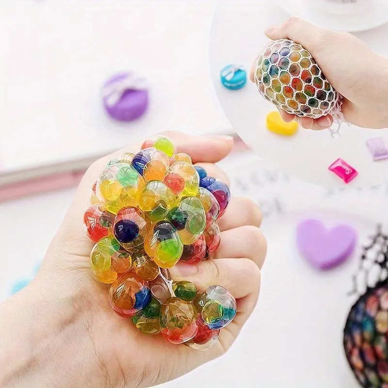 Rainbow Bead Squishy Stress Ball - Sensory Tools, Anxiety Fidget Toy, Soft Quiet Ball, Sticky Fidget Sensory Toy for Adults, Party Favors & Gifts, Anxiety Fidget Stress Relief Toys