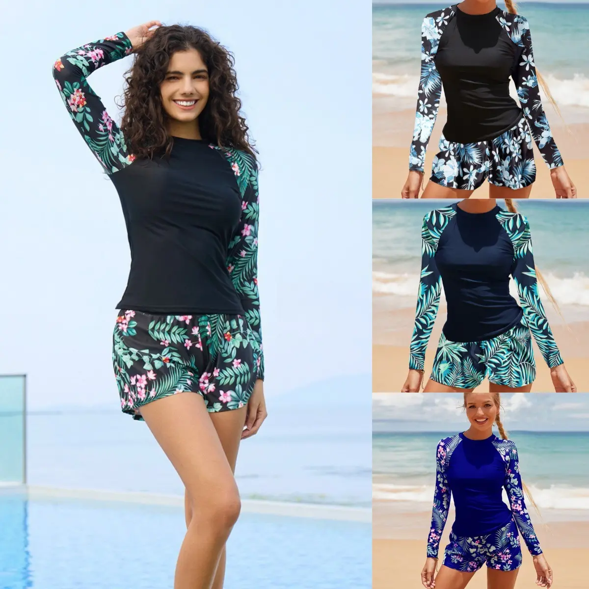 2025 swimsuit fashion bikini long-sleeve diving suit two-piece swimsuit for women bikin