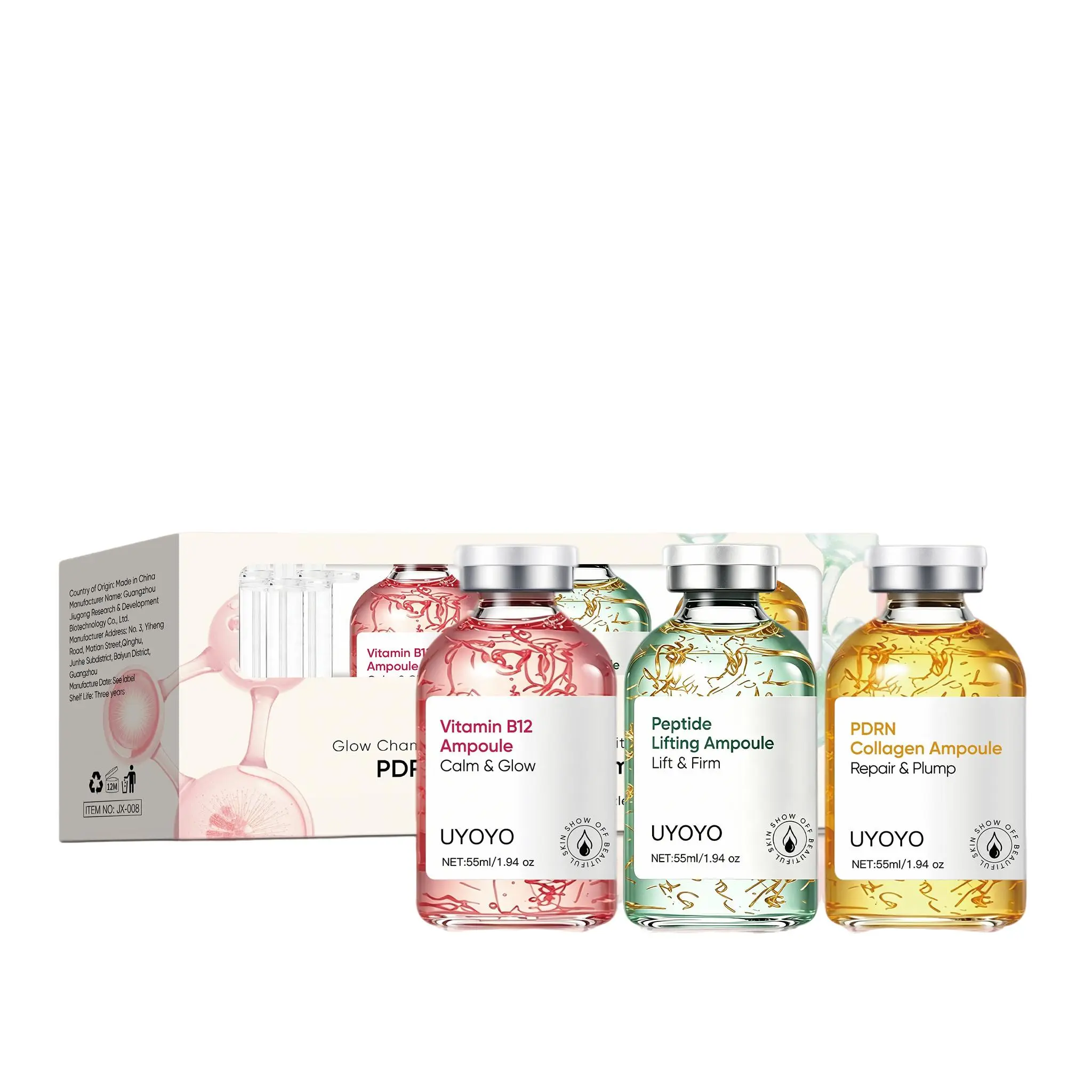 PDRN Triple Action 3 Chamber Isolated Active Serum, Vitamin & Peptide Salmon DNA Barrier Repair, Post Microneedling Aftercare Anti Aging Brightening Glass Skin Ampoule For Sensitive Acne Prone Skin, Clinical Grade K Beauty Facial Treatment