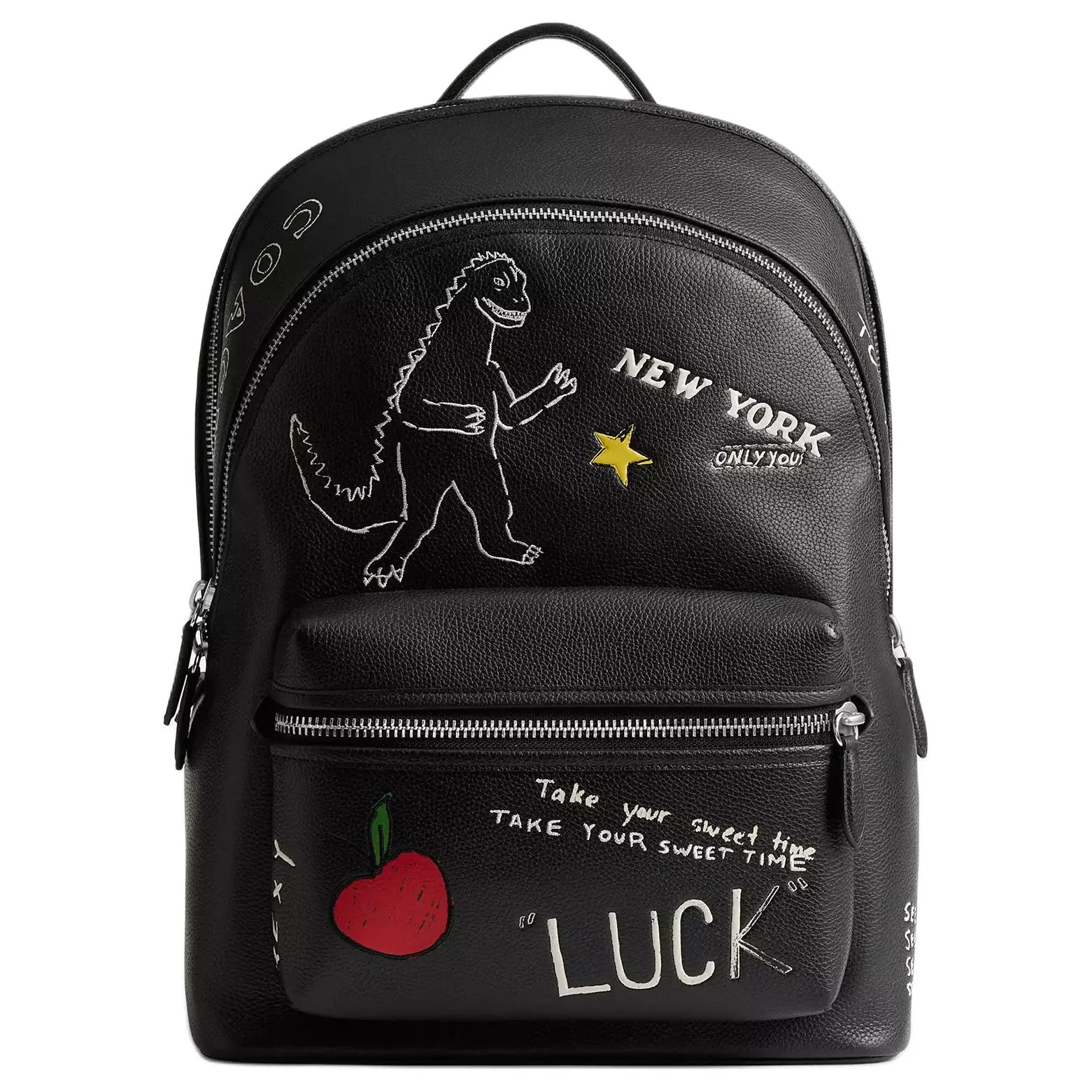 COACH Charter 30 Sketch Print Polished Pebble Leather Backpack Large Men's Black