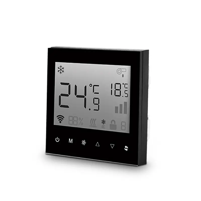 ZigBee Smart Thermostat Controller - Square Shape 8.6x8.6cm Standard Panel, App Control, Remote Adjust, Voice Control, Accurate Temperature Sensing, Simple Installation, Indoor Home Air Conditioner Accessory, Digital, Sensor
