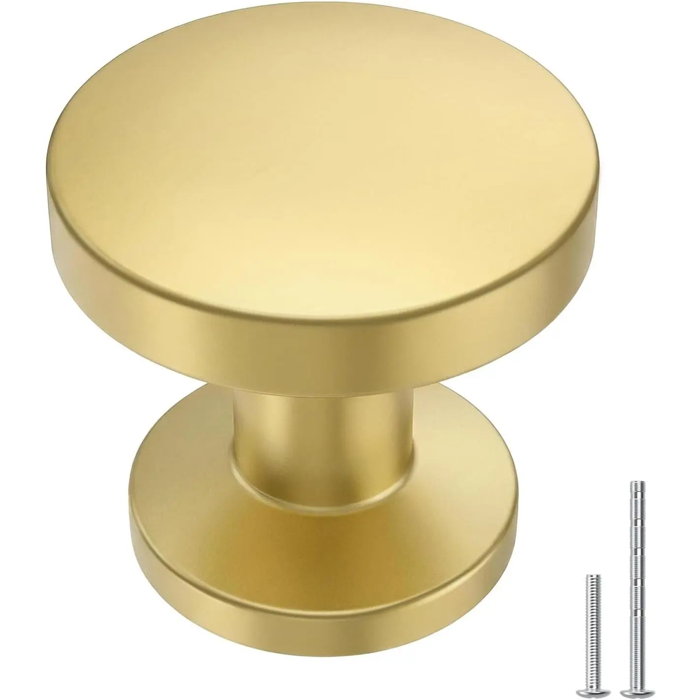 10 Pack Brushed Brass Cabinet Knobs Round Gold Drawer Knobs Kitchen Cabinet Handles Solid Zinc Alloy Pulls for Bathroom Dresser Hardware