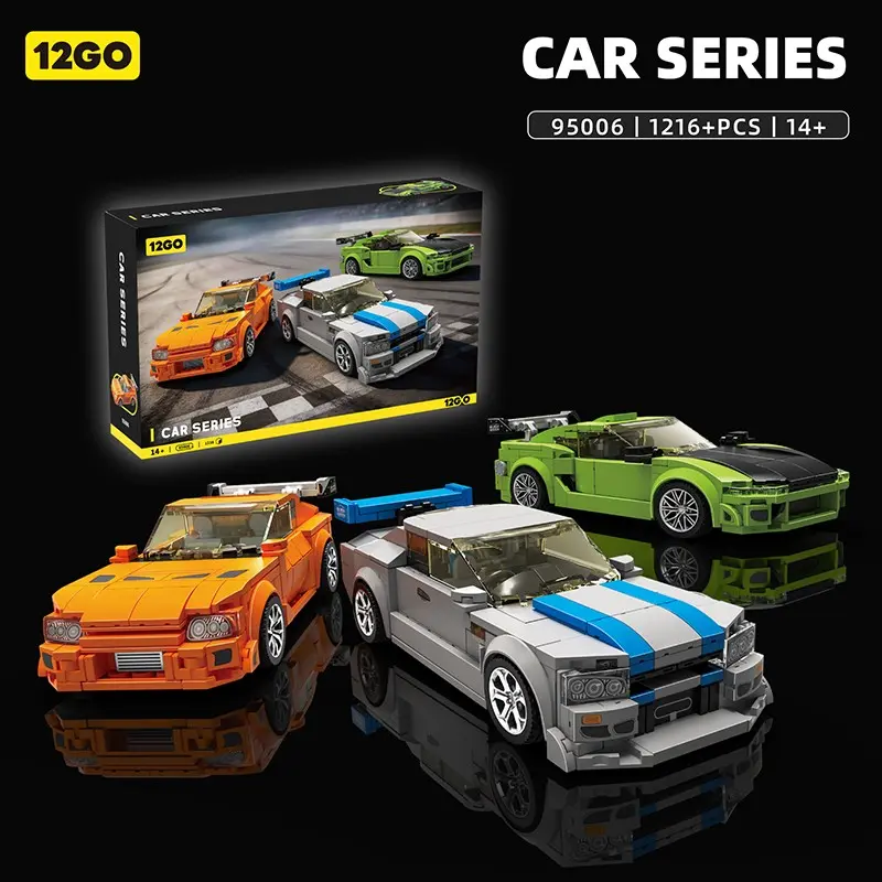 Vintage Car Model Building Blocks Set, 1216pcs Mrx-7 Fd3s Skyline Gt-R Eclipse, Unisex Toy for Boys, Home Desk Decor, Best Birthday Gift, DIY Building Kit