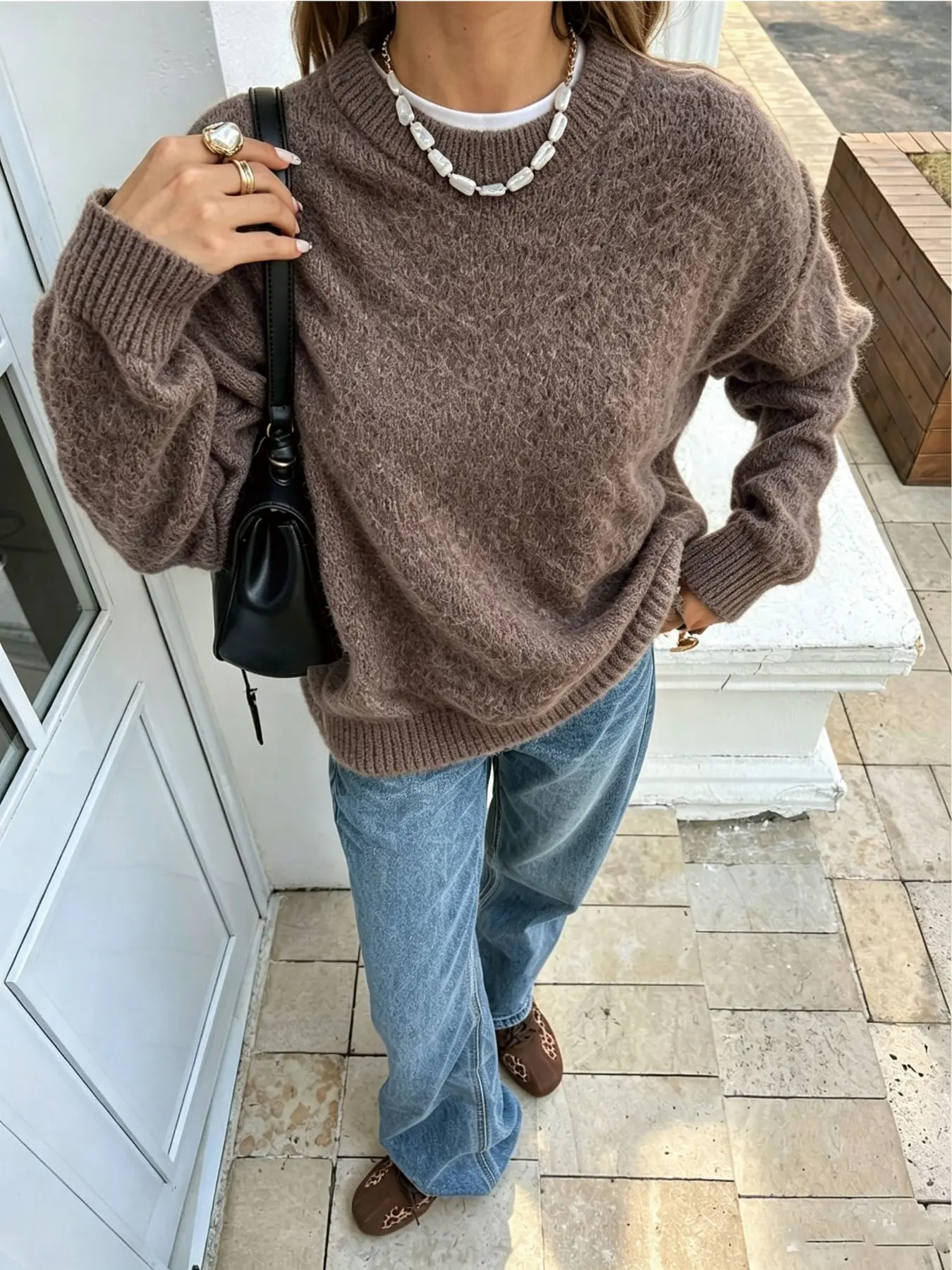 New Women's Knit Sweater, Casual Elegant Round Neck Long Sleeve Pullover, Perfect for Fall Winter, Birthday, Parties, Streetwear