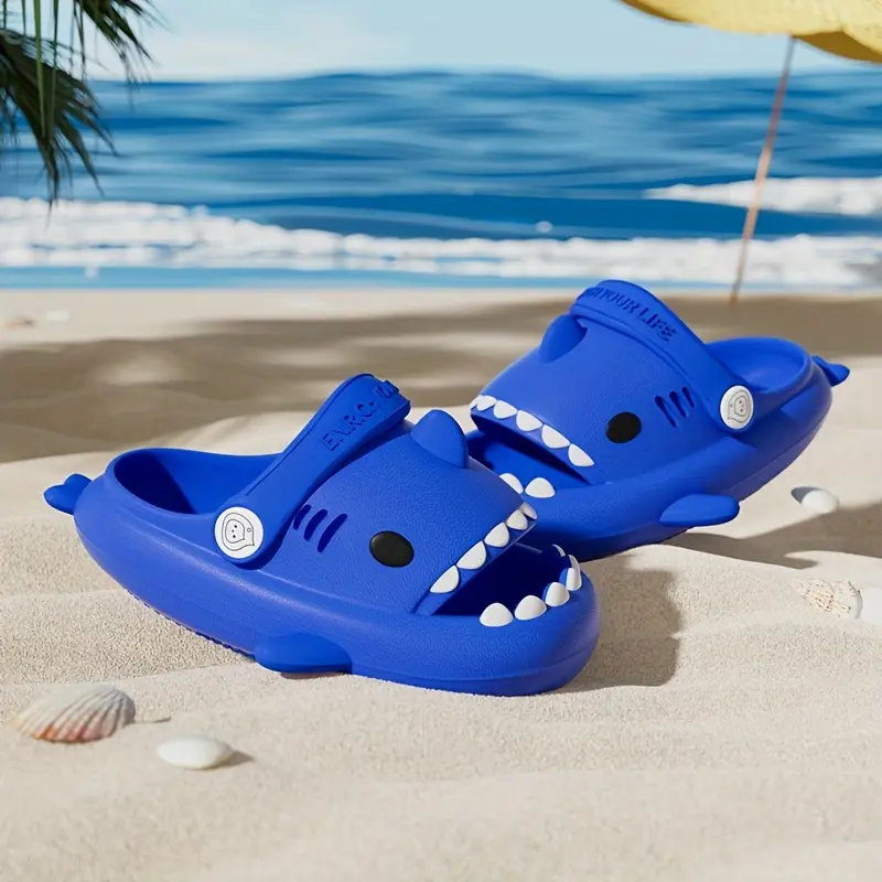 Boys Girl Slipper Cloud Shark Slides Non-Novelty Open Toe Sandals Extremely Comfy Cushioned Thick Sole Cute Cartoon Shower Indoor & Outdoor