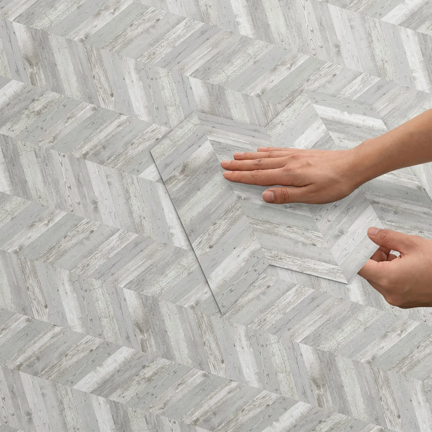 Herringbone Peel & Stick Floor Tiles, Matte 0.72mm Thick PP, Strong Adhesive, Waterproof, Anti-Slip, Non Slip Flooring, for Kitchen, Bathroom, Living Room