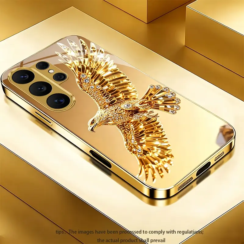 Golden Eagle Pattern Smartphone case for Samsung Galaxy Note 9/Note 10+/S10/Note 10/Note 20/S9+/Note 8/Note 20 Ultra/S8+/S10+ Full coverage, stylish and luxurious, high-value protective case Phone Accessory Phone Cover Casing