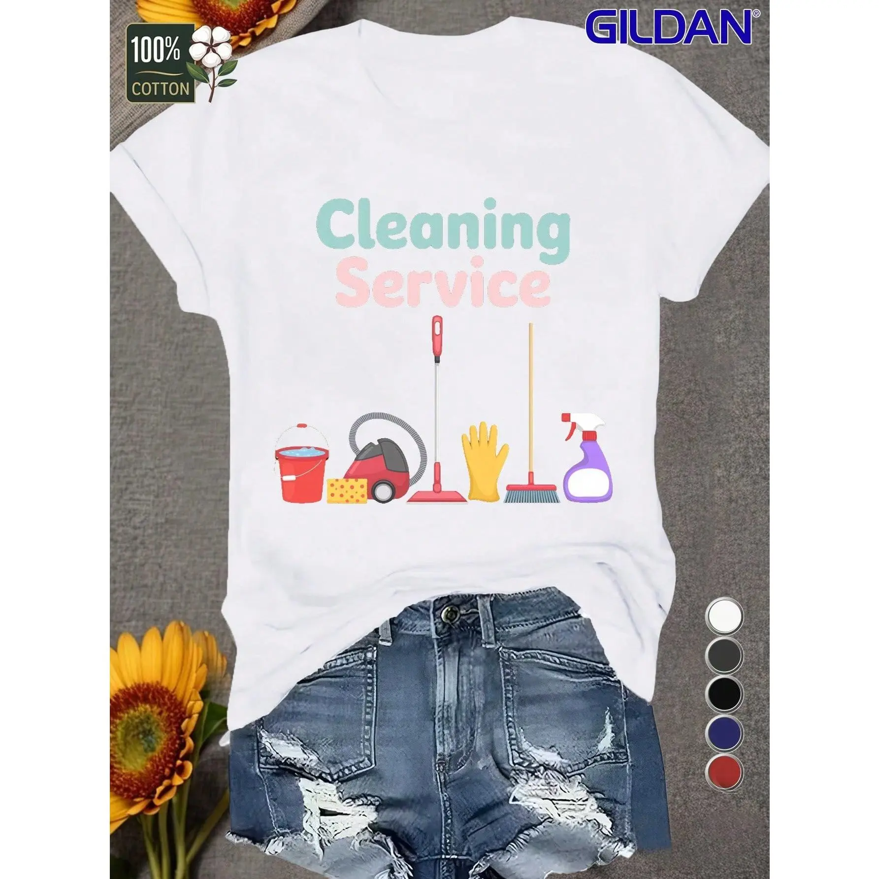 Women's Christmas Graphic Cotton Knitted T-Shirt - 1-Piece Loose-Fitting Normal Type Short-Sleeve Round Neck Seamless Housekeeping Work Top, Machine Washable for Hiking/Light Outdoor Sports & Casual Wear, All Over Print