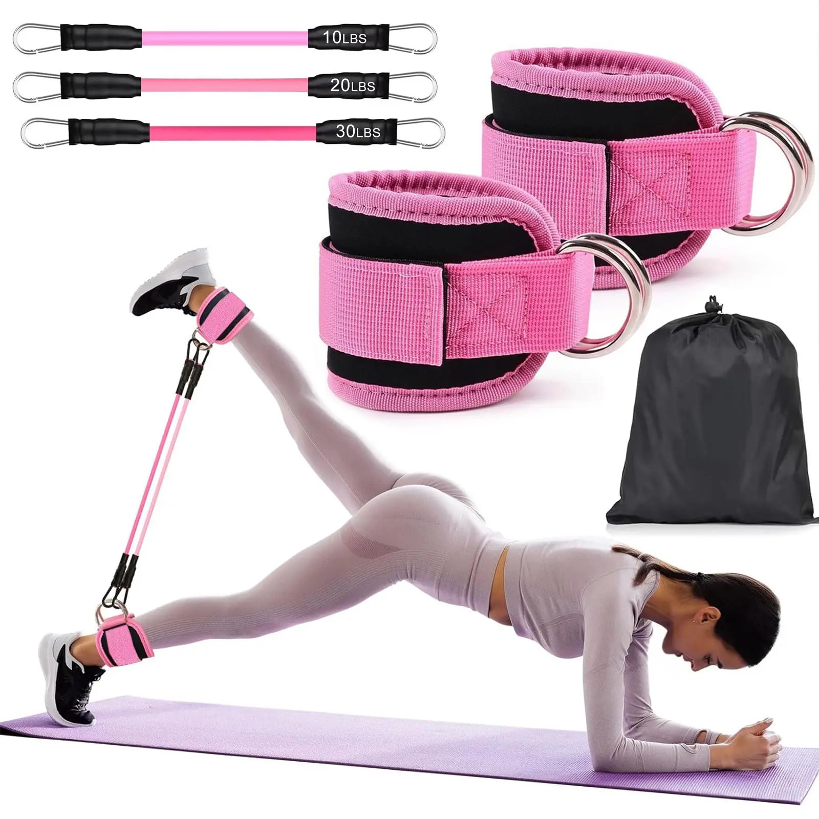 Unisex Functional Sports Ankle Straps Set (2 Counts) - Cable Machine Fitness Training Foot Straps, Weight Training Accessory