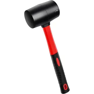 8oz Rubber Mallet Hammer, Fiberglass Handle, Rubber Mallet for Flooring, Tent Stakes, Woodworking, Camping, Soft Blow Tasks without