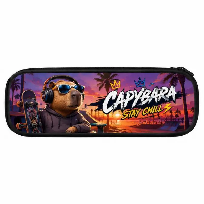 Various styles of cyberpunk-style capybara pencil cases, student pencil cases for boys, multi-functional storage pencil cases.