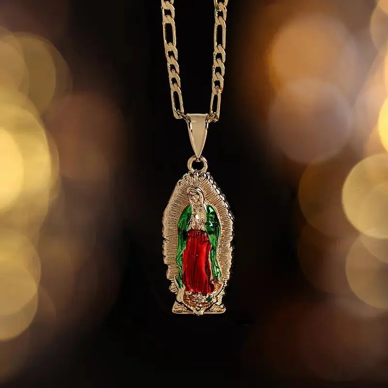 1pc Fashionable and Minimalist Three-Dimensional Copper Color Virgin Mary Necklace - Suitable As A Gift for Couples, Friends, and Family on Daily Life and Festival Occasions, As Well As for Personal Prayer