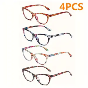 4-Pack Ultralight TR90 Reading Glasses for Men, Blue Light Blocking Optical Eyewear for Presbyopia, 4Pcs