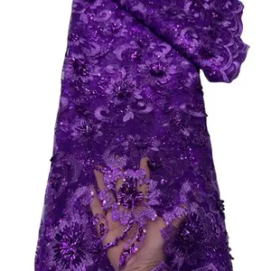 High-Quality African Swiss Elegant Lace Embroidery Netting Trim, 5 Yards/1 Yard, Ideal for Wedding Gowns, Party Dresses, Sewing Fabric