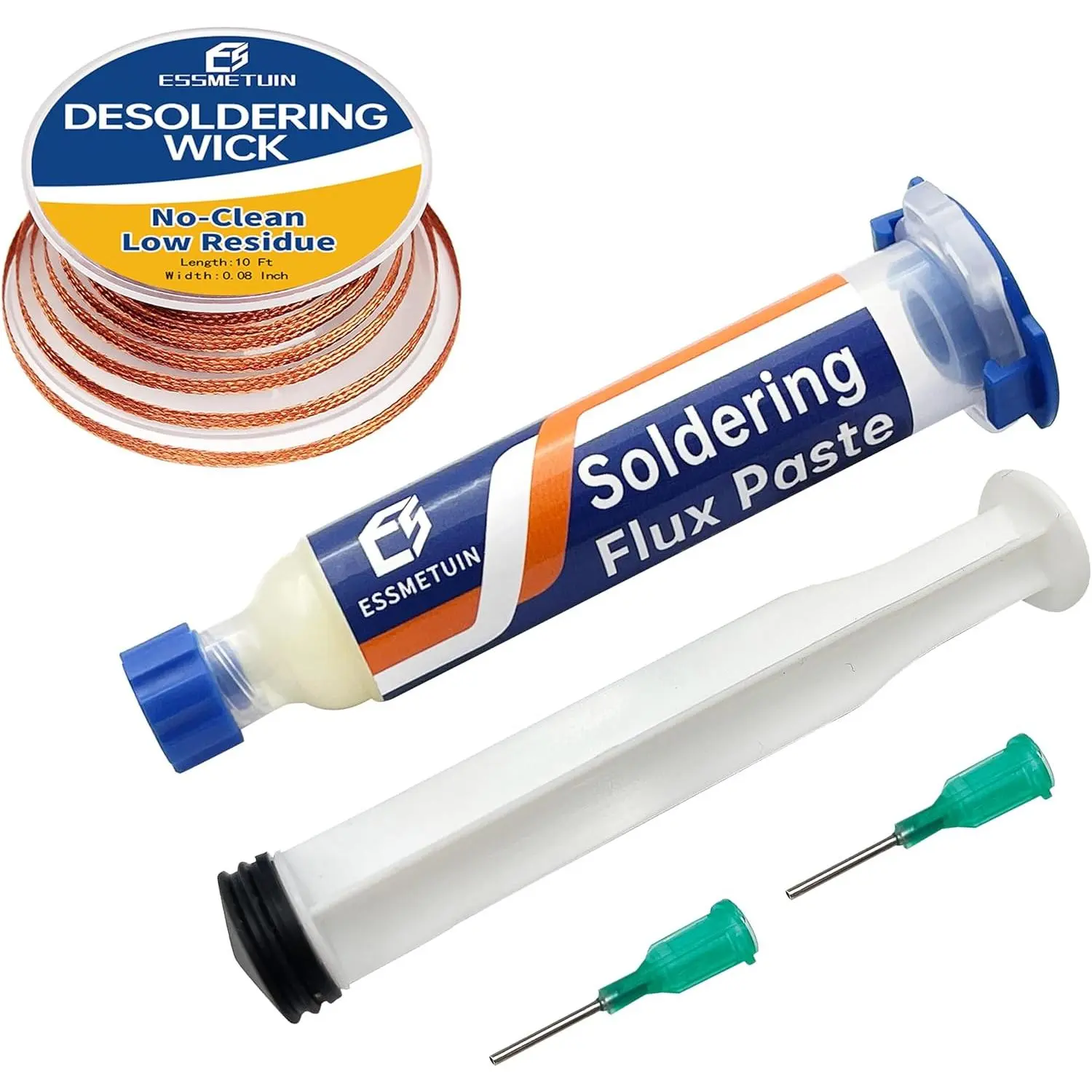 Desoldering Wick and Soldering Flux Paste for Electronics Repair, No Clean Flux(10CC), Solder Removal Kit