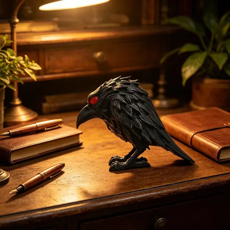 New Shadow Raven Shelf, Halloween Table Decor, Gothic Home Decoration, Raven Sculpture, Gothic Raven Statue, Desktop Ornament, Halloween Gift, Gift Item