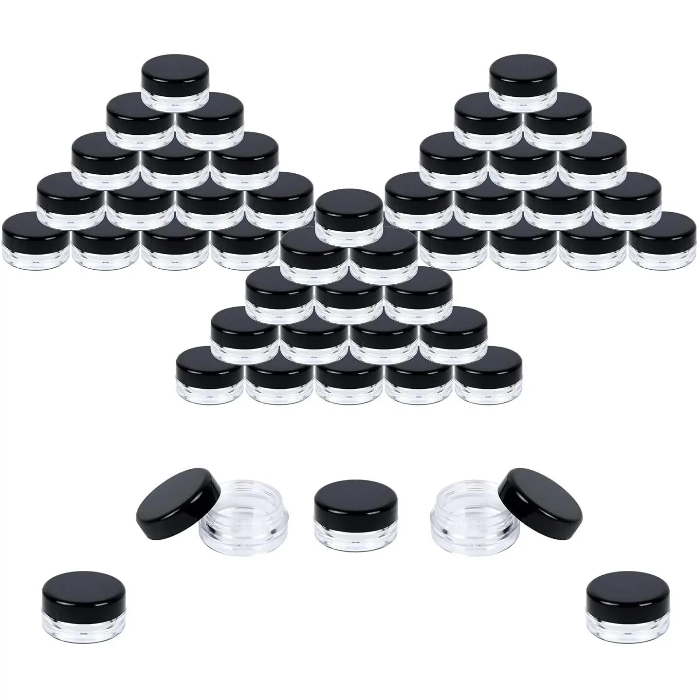 Sample Containers, Lip Balm Containers, Sample Jars, Mini Jars with , Small, Empty for Makeup, , Gloss, , , , Dab, Wax, Scrub, Little, Plastic, 3 Gram, 50 PK