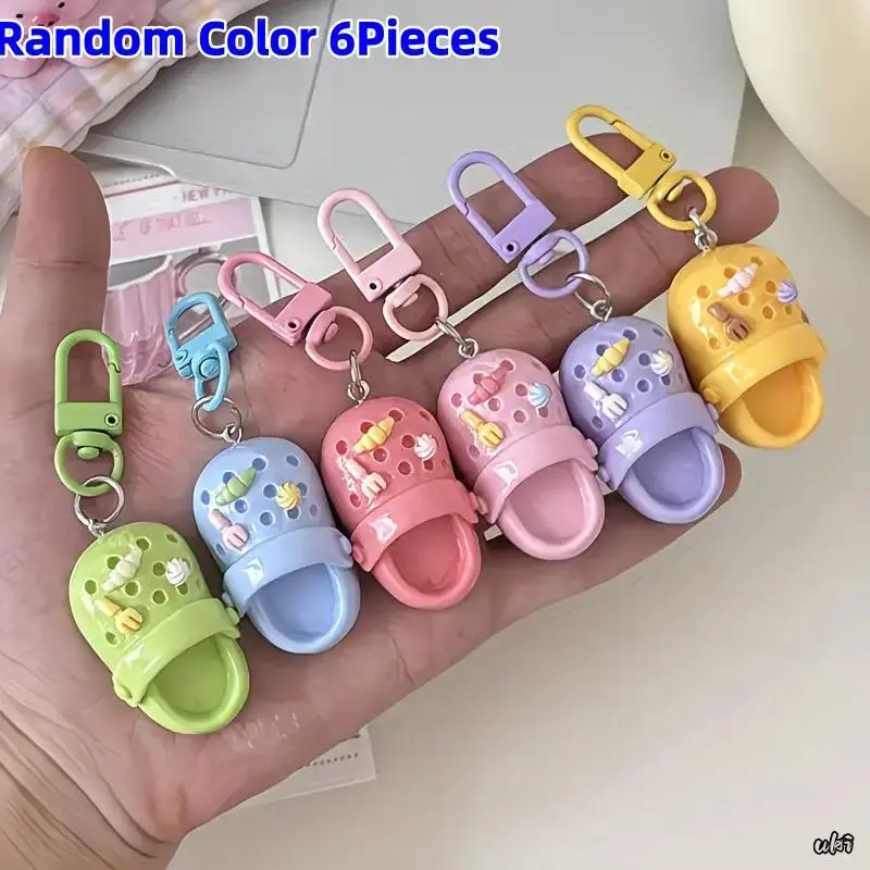 6 Pcs Trendy Cute Resin Keychain Set With Creative Slide Buckle, Lovely Accessories For Bags And Backpacks, Stylish Purse Charms And Sweet Gifts For Couples And Friends