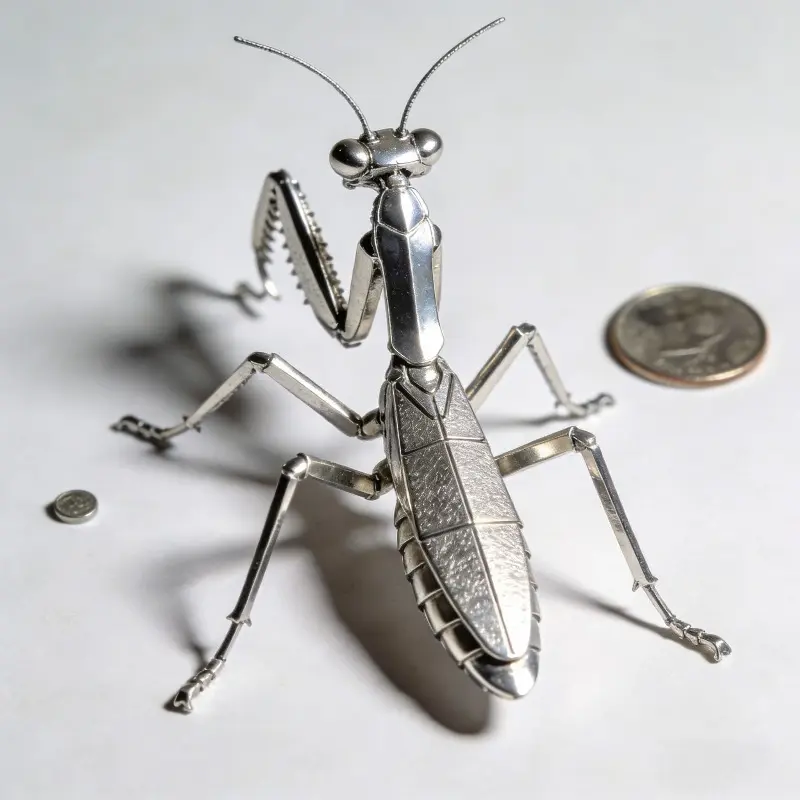 3D Metal Puzzle, Mini Silver Mantis DIY Assembly Model, Creative Tabletop Ornament, Educational Collectible Puzzle