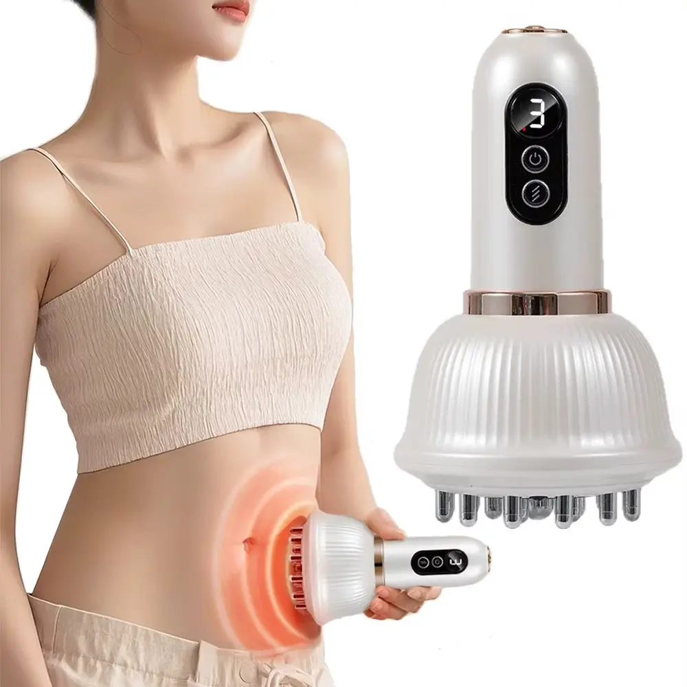 Massage Lymphatic Drainage Massager with Heating and Vibration, Body Shaping Tool for Legs Arms Abdomen, Wireless Electric Meridian Brush