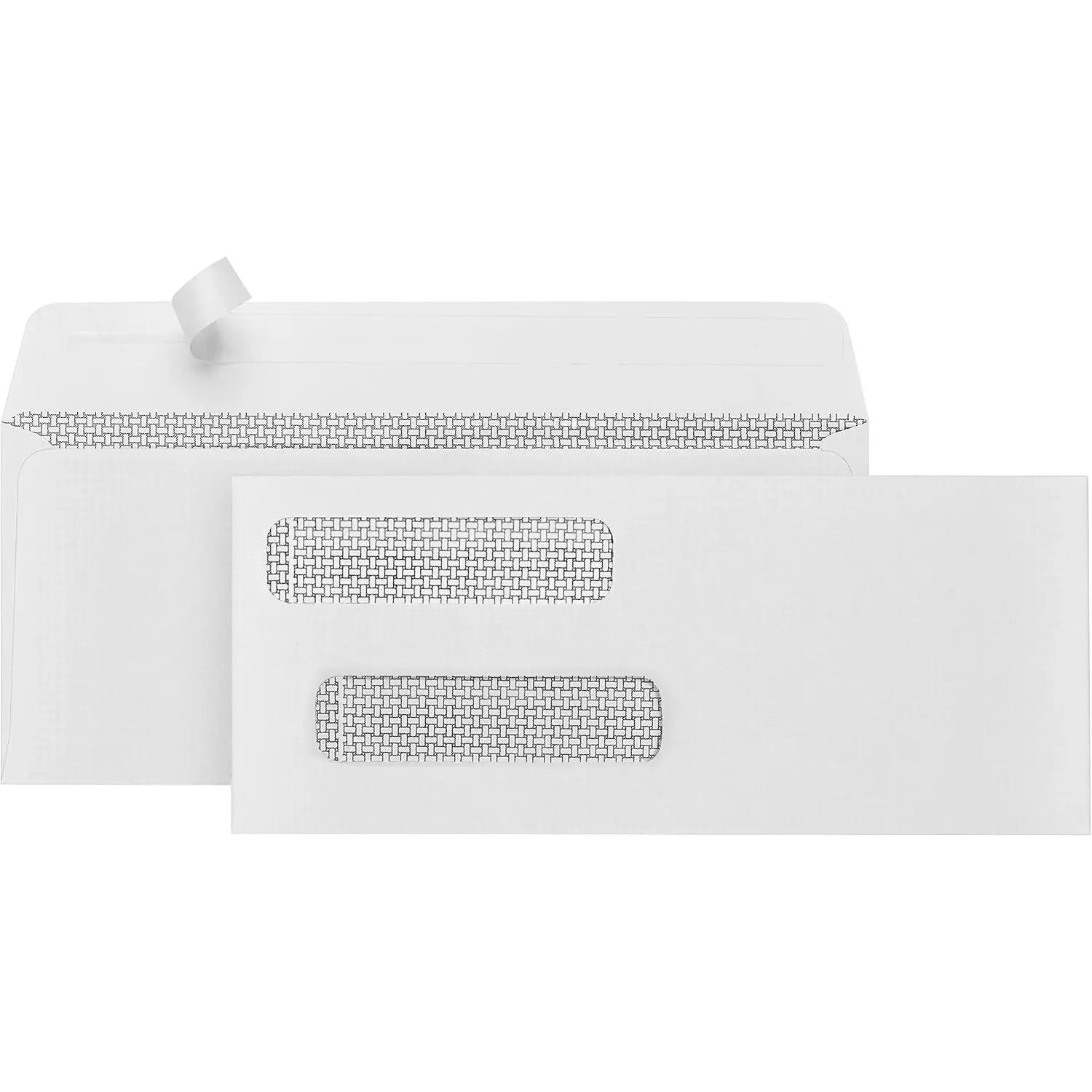 500#8 Double Window Security Envelopes, Self Seal | 3 5/8 x 8 11/16 in, security tint, self seal, for QuickBooks checks, business check mailings