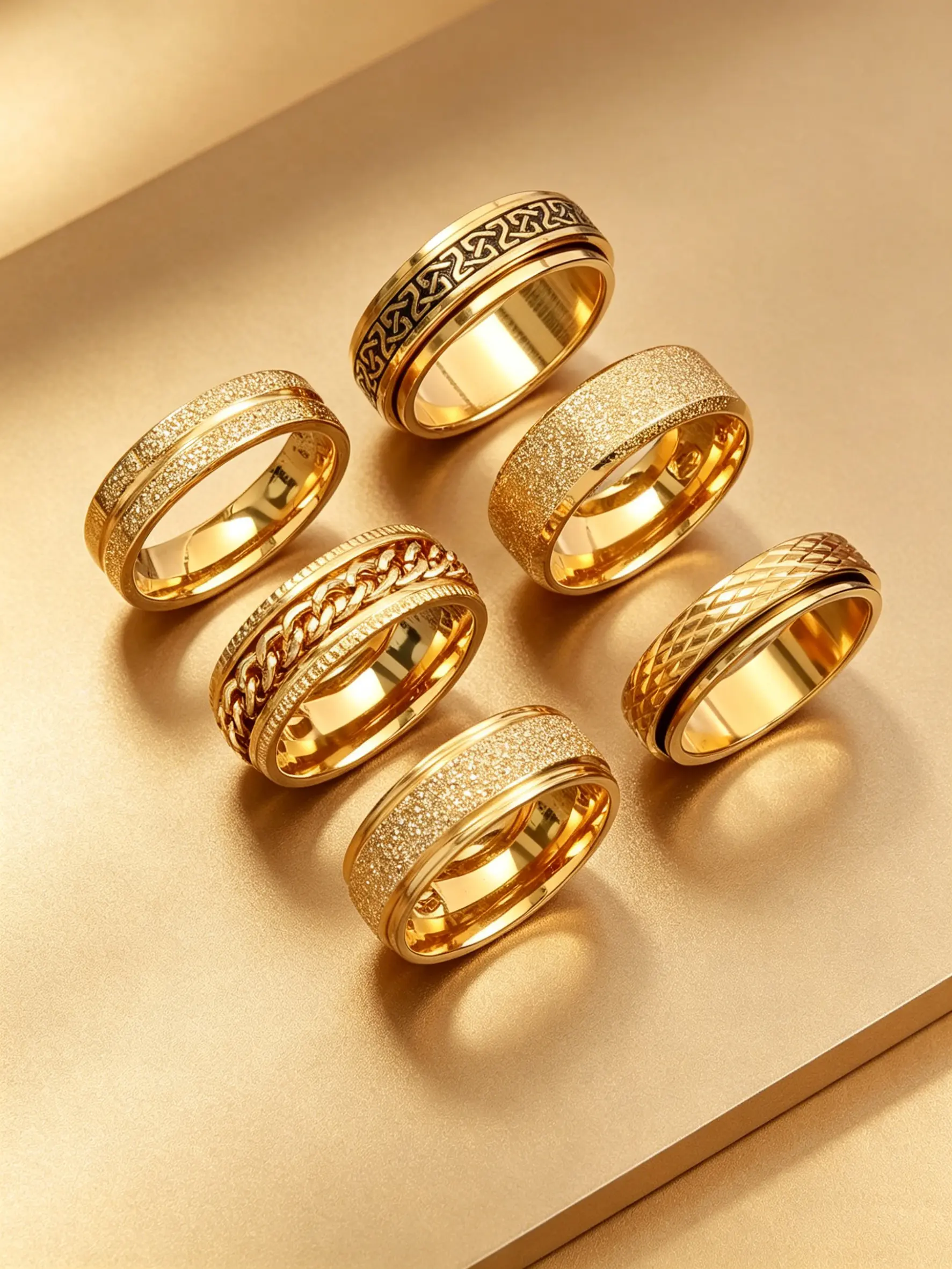 6PCS Styles Stainless Steel Spinner Band Rings Celtic Twist Chain Dragon Scale Sand Textured Rotating Finger Rings Unisex Noble Elegant Fashion Pretty Stackable Jewelry Suitable For Daily Life Party Matching Valentine Christmas Birthday Gift