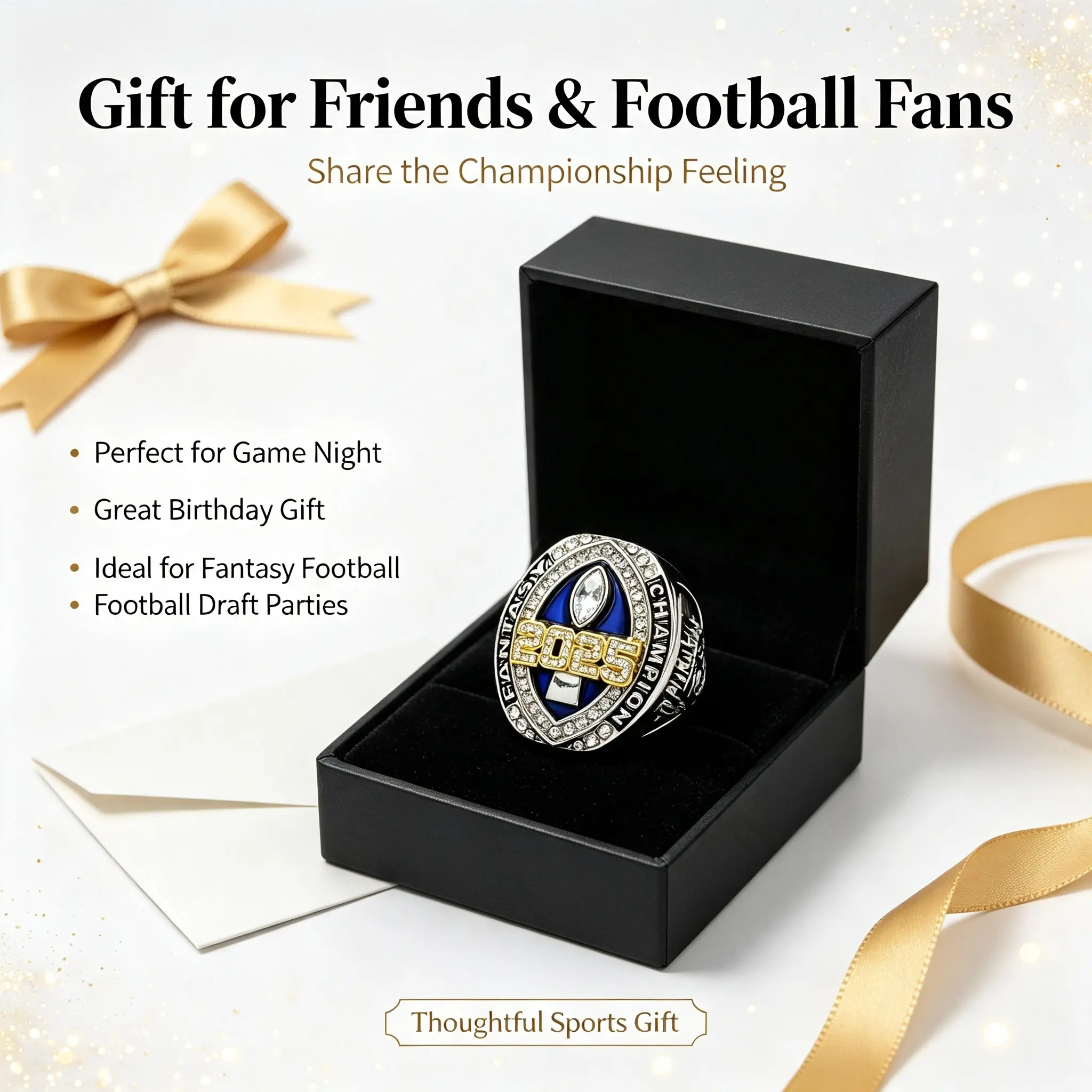 New 2025 New 2026 Fantasy Football  Commemorative Ring, Large Ring  new hot-selling men's popular ring,dream series ring, gift for friends Sparkling Zircon Inlay Cubic Zirconia Solitaire