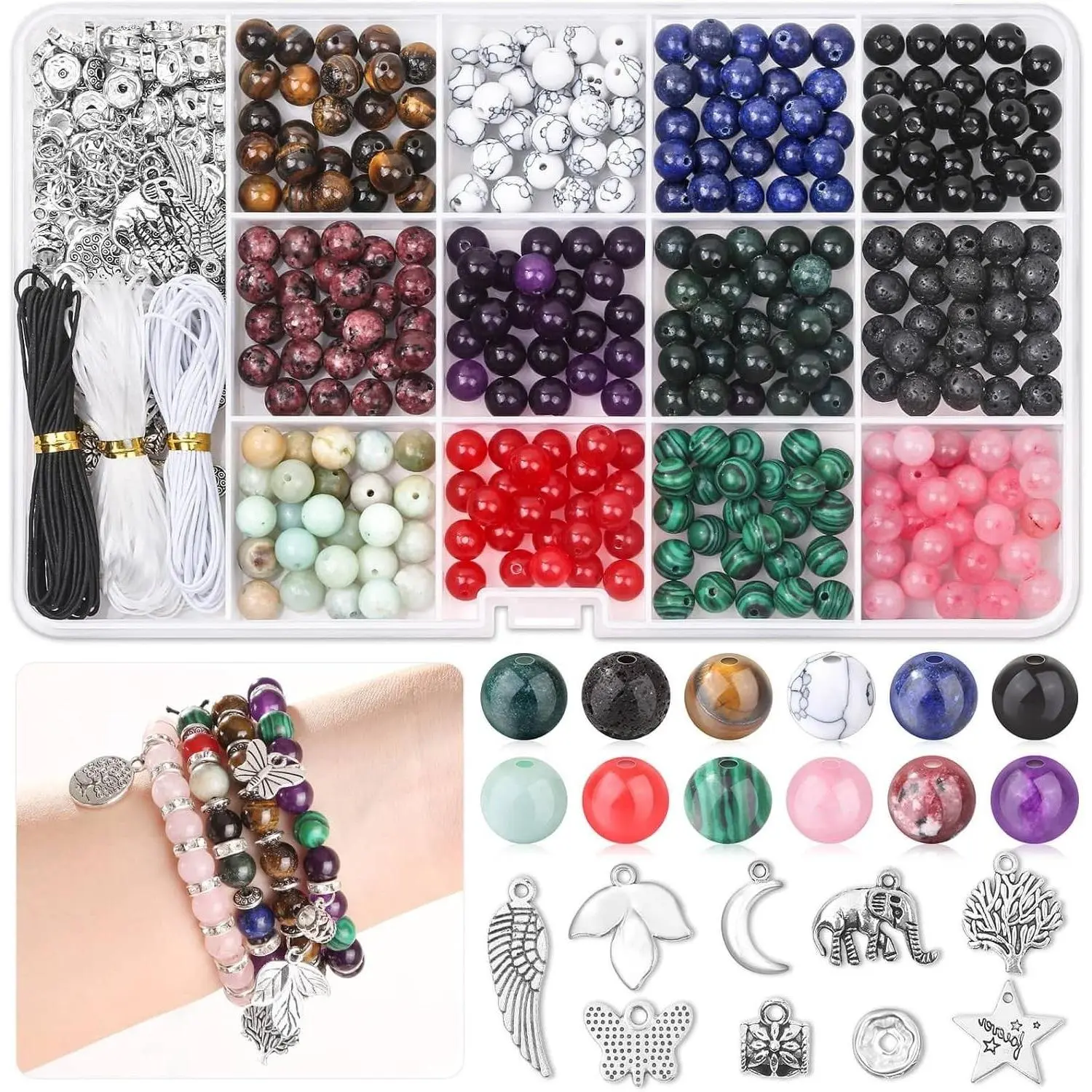 473Pcs Crystal Stone Jewelry Making Kit for Adults with Natural Healing Crystal Beads, DIY Bracelet Making Supplies