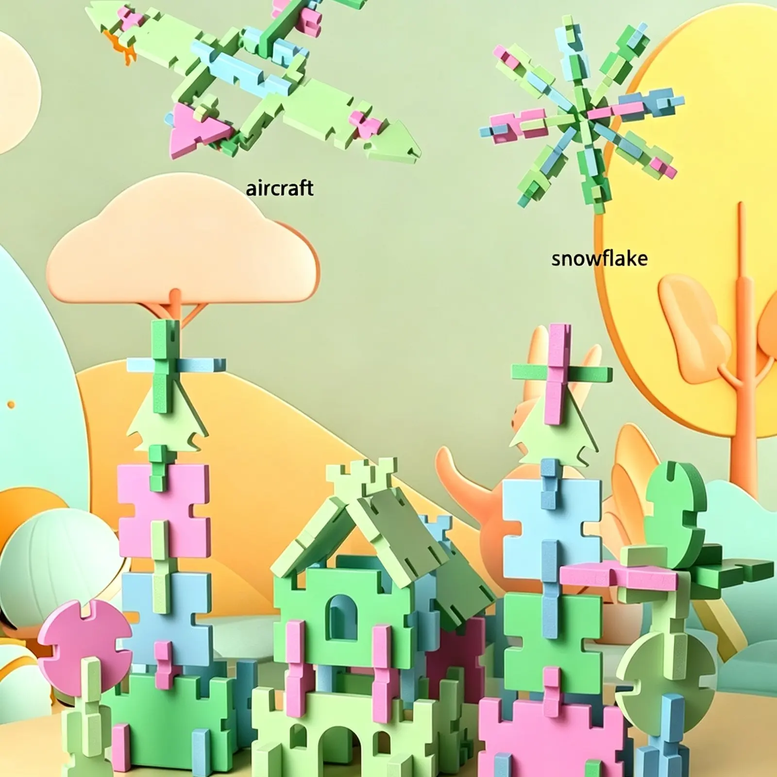 Wooden 74-Piece Snap Puzzle, Early Learning Educational Toy, Fun Building Blocks, Christmas Gift, Family Interactive Play, Kindergarten Toy, Birthday Gift, Block Set