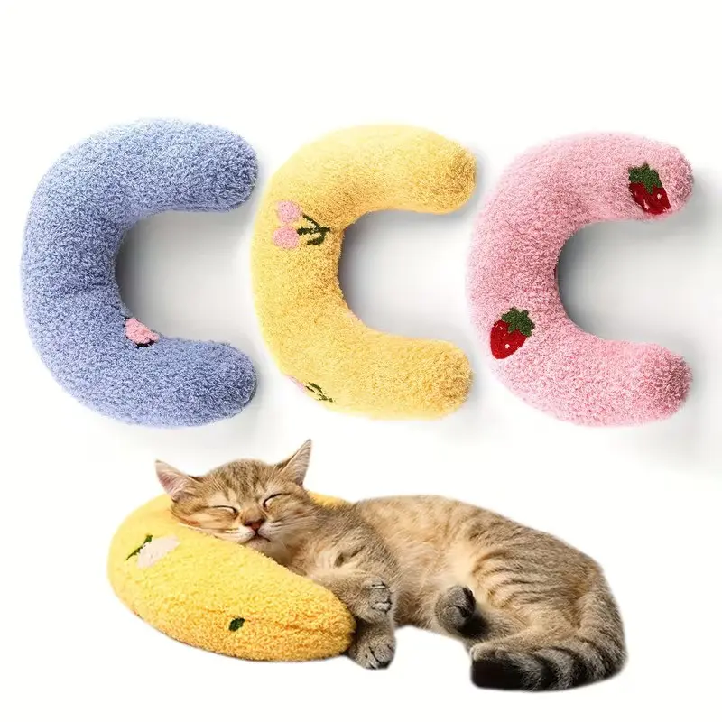 Cute Dog Cat Pillow, U-Shape Neck Protector, Pet Deep Sleep Pillow, Soft Plush Comfort Toy, Washable, Ideal for Puppies and Kittens, Home