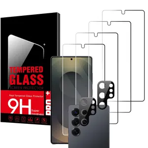 Tempered Glass Screen Protector Set for Galaxy S25 Ultra - 4+2 Pack, 9H Scratch Resistance, Fingerprint-Friendly Smartphone Cellphone Devices Accessories