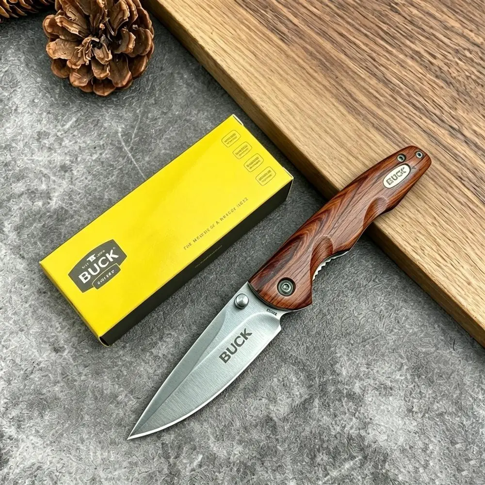 Best-Selling 269 Folding Pocket Knife, 440C Steel Blade, Wooden Handle, High-Quality Outdoor EDC Survival Waist Knife, Outdoor Knives, Camping, Hiking, Fishing, Exploration Jungle Tool