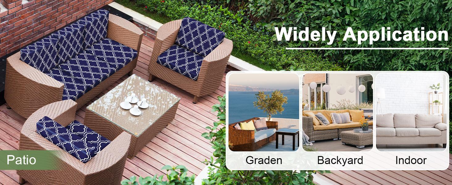 8Pcs Cushion Covers Stretch Couch Slipcovers Washable Furniture Protector with Elastic Bottom Sofa Chair Seat Cover, Dark Blue