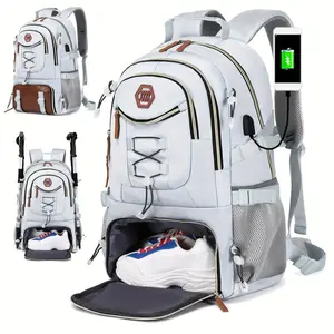 Large Travel Backpack with Shoe Compartment & USB Charging Port – 17.3 Laptop Hiking Backpack for Gym, Camping & Travel