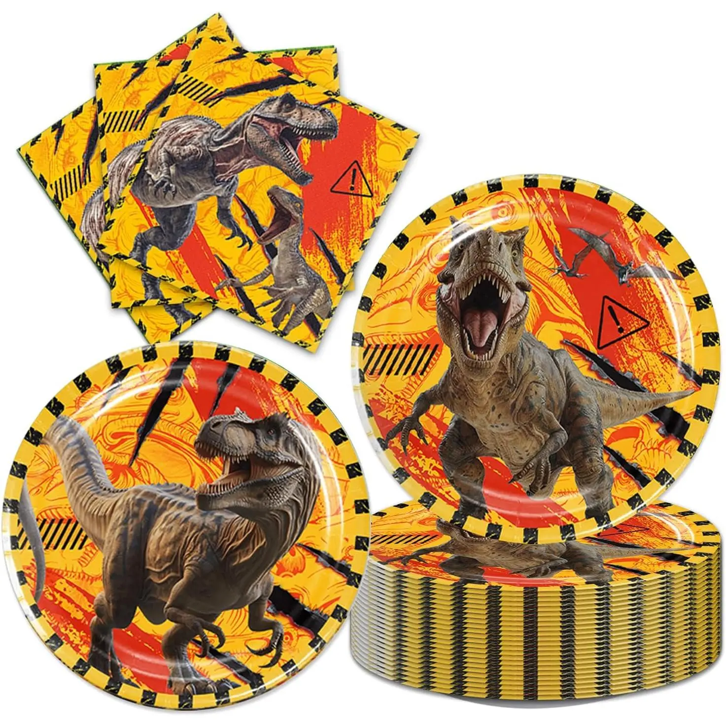 40 count Dinosaur Birthday Party Supplies Decorations Dino World Disposable Dinosaur Plates and Napkins, Suitable for 20 Guests