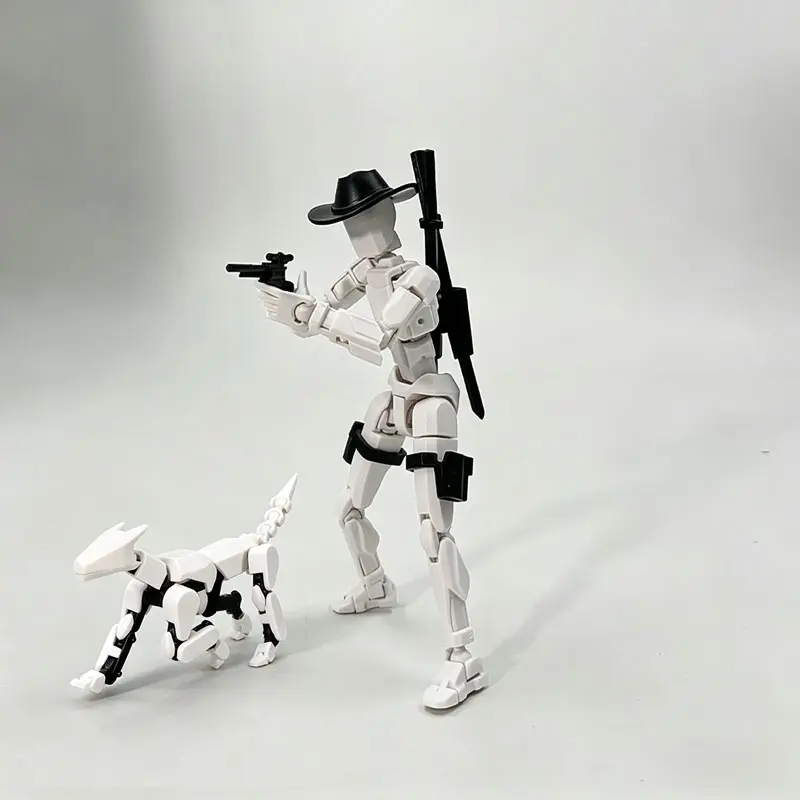 Multi-Jointed Action Doll with Mechanical Dog, Lucky13 Dummy13 Set, Western Cowboy Soldier Model, Full Joint Movement, Multiple Colors, Gift Idea, Action Figure Doll