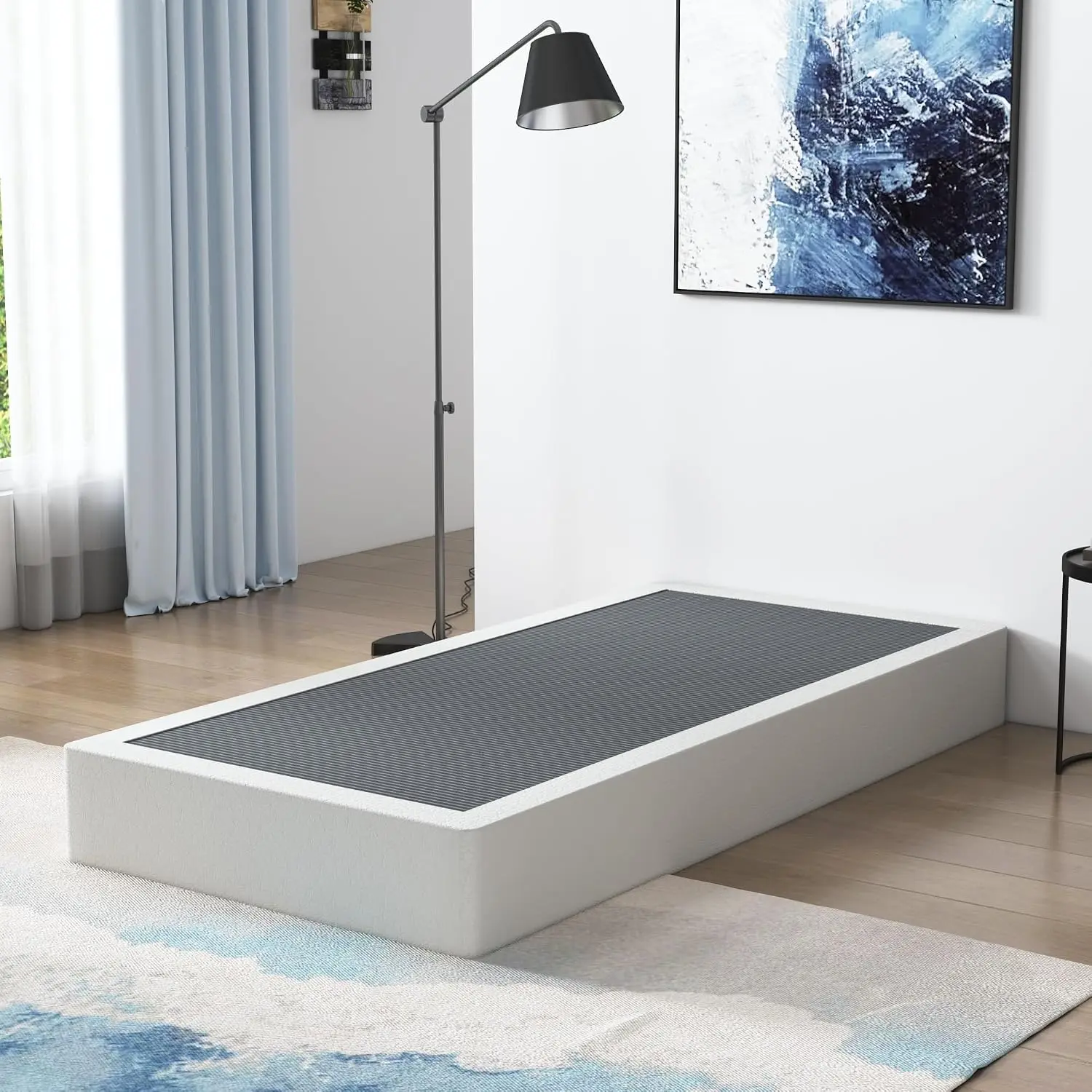 6 Inch Box Spring  Size Bed Base with Fabric Cover | Heavy Duty Metal Mattress Foundation, 3500 LBS Loading Capacity, Easy Assembly