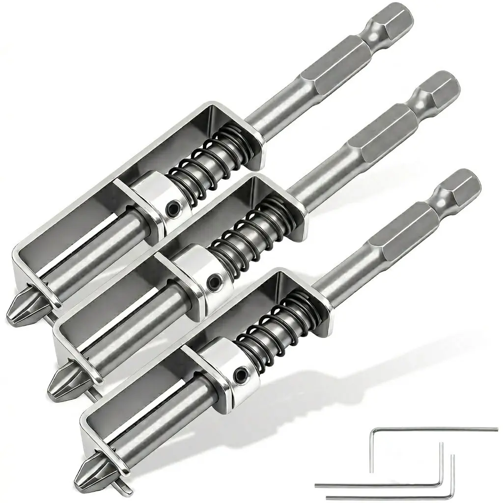 3Pcs Spring-Loaded Screw Holder Drill Bits, Anti-Drop Mechanical Screw Gripper Bit Set, Handyman Hardware Tools for Electricians Mechanics Efficiency