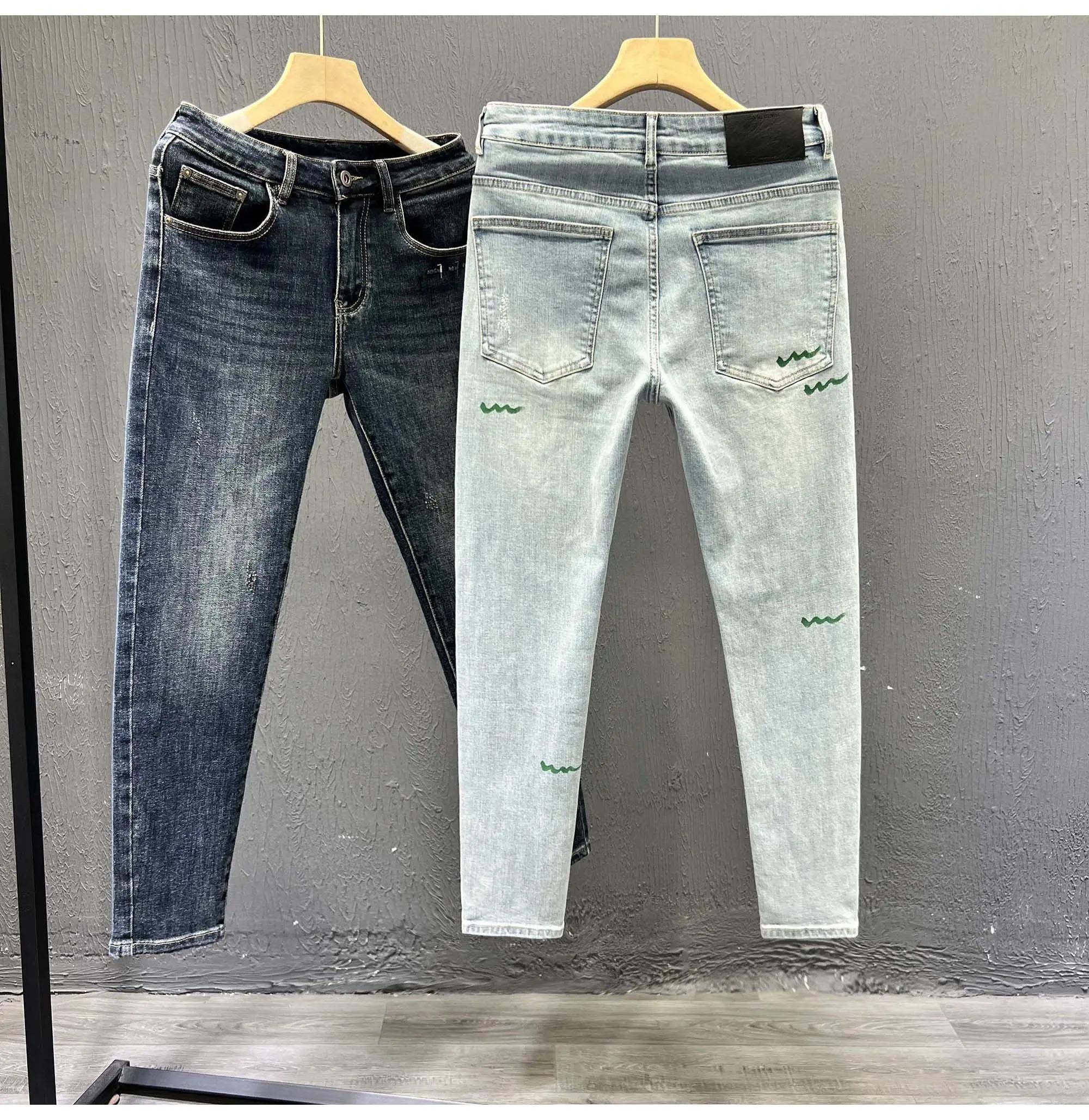 Slim Fit Men's Jeans Winter Faion Korean Sle Small Footed Pants Waed Elastic Long Trousers Haome Youth Casual Wear