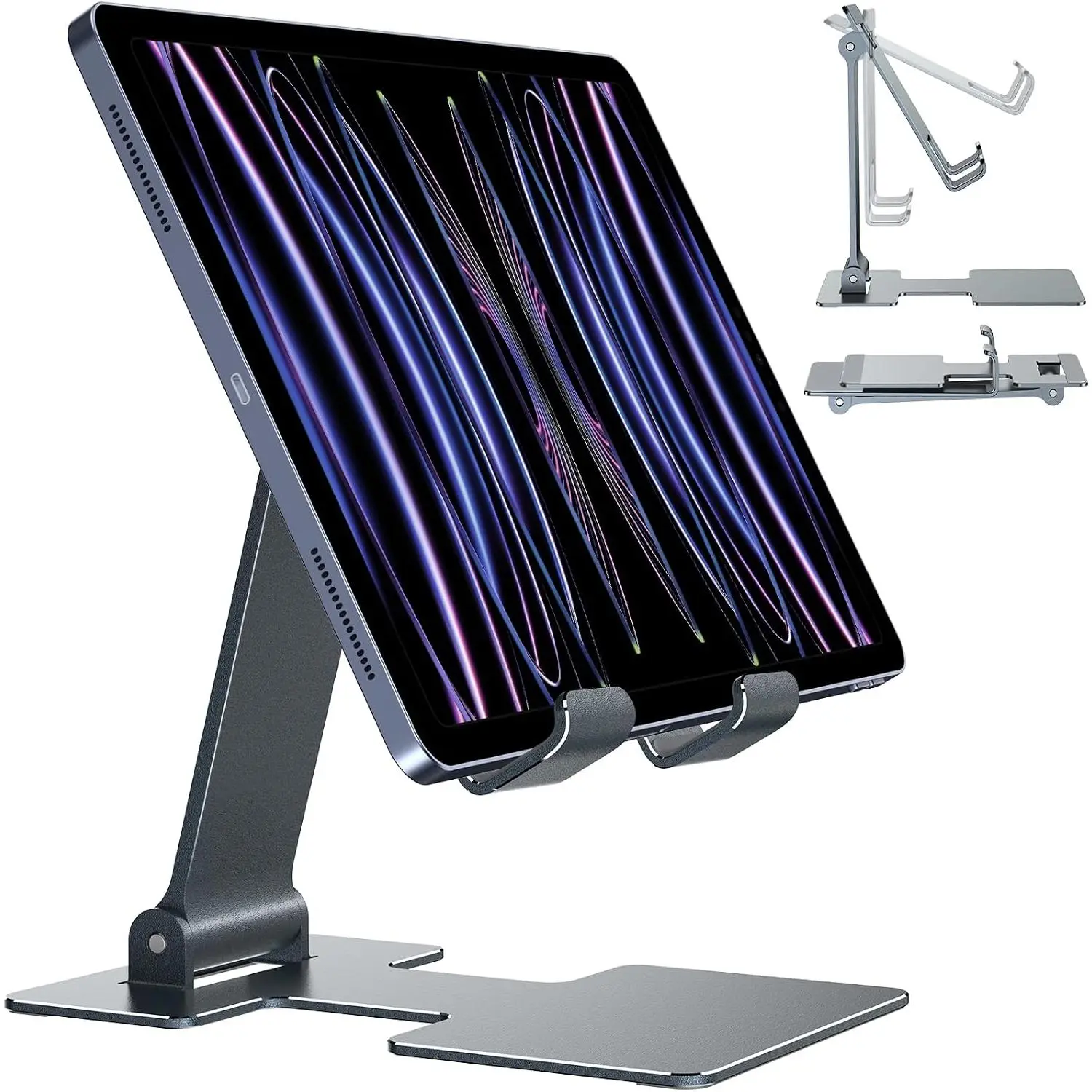 Tablet Stand,Adjustable Tablet Holder for Desk Foldable | for iPad Stand Dock Holder for iPad Air 5/4/Mini 6/Mini 5/10.2/Pro 12.9/Pro 11,Portable ,Surface (4-13 inch)-Grey